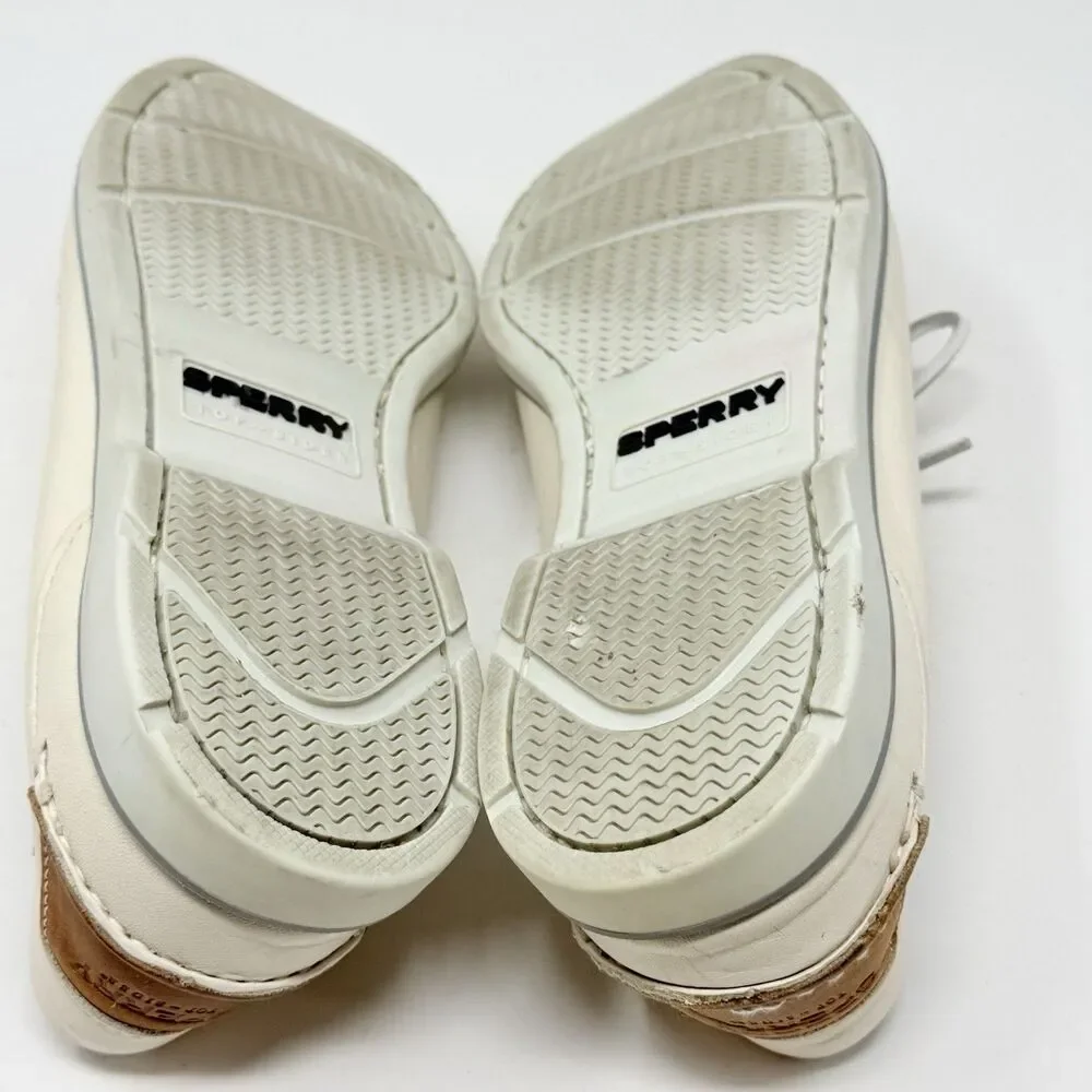 Sperry Top Sider Boat Shoes Mens 11 M Ivory White Leather 2 Eye Casual Moccasin